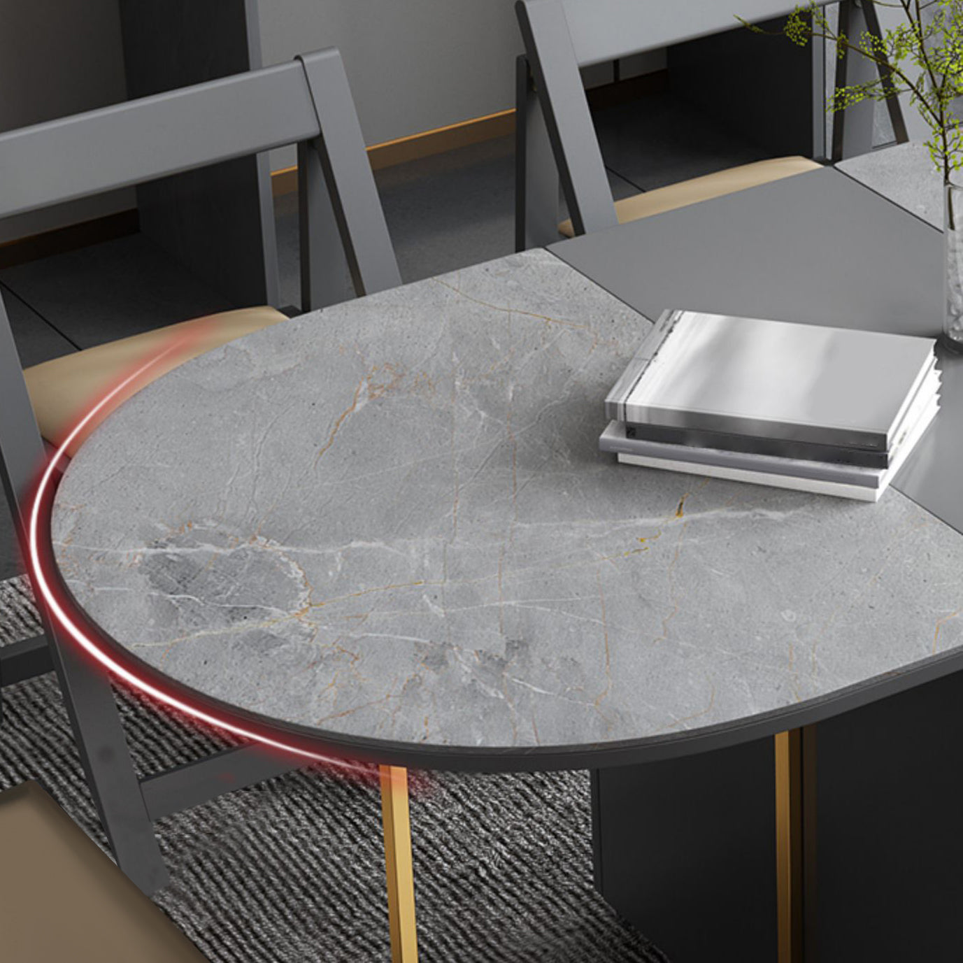 59''L Minimalist Folding Kitchen Dining Table Oval Dining Table with Pedestal Base