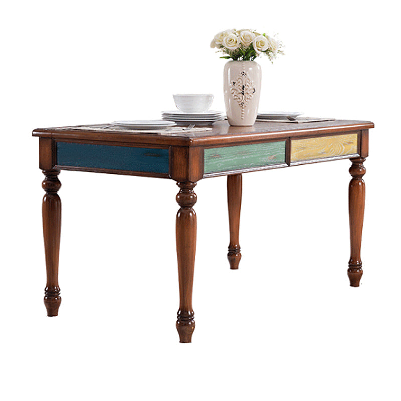 Mesa de madera de madera sólida Mesa de comedor de madera moderna de mediados de siglo con 4 patas