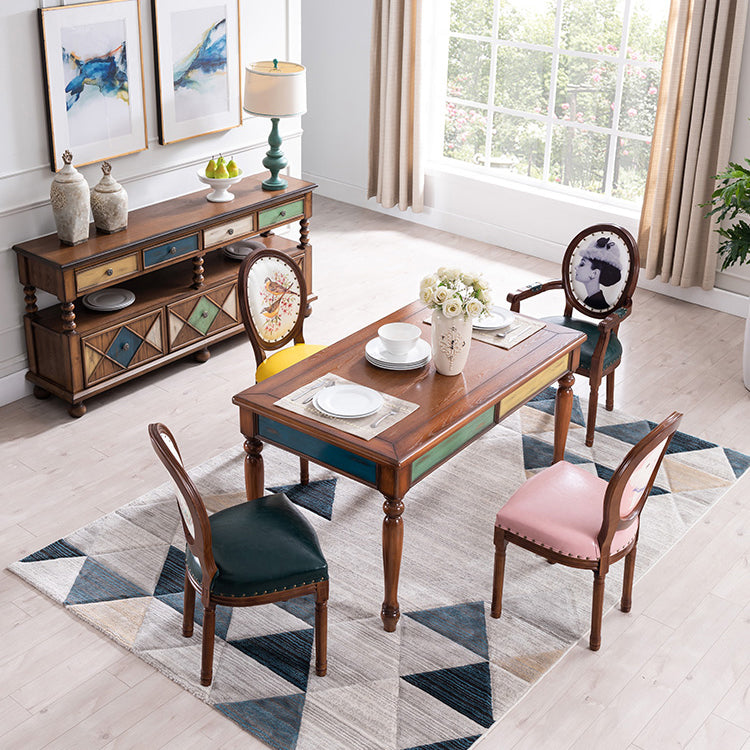 Mesa de madera de madera sólida Mesa de comedor de madera moderna de mediados de siglo con 4 patas