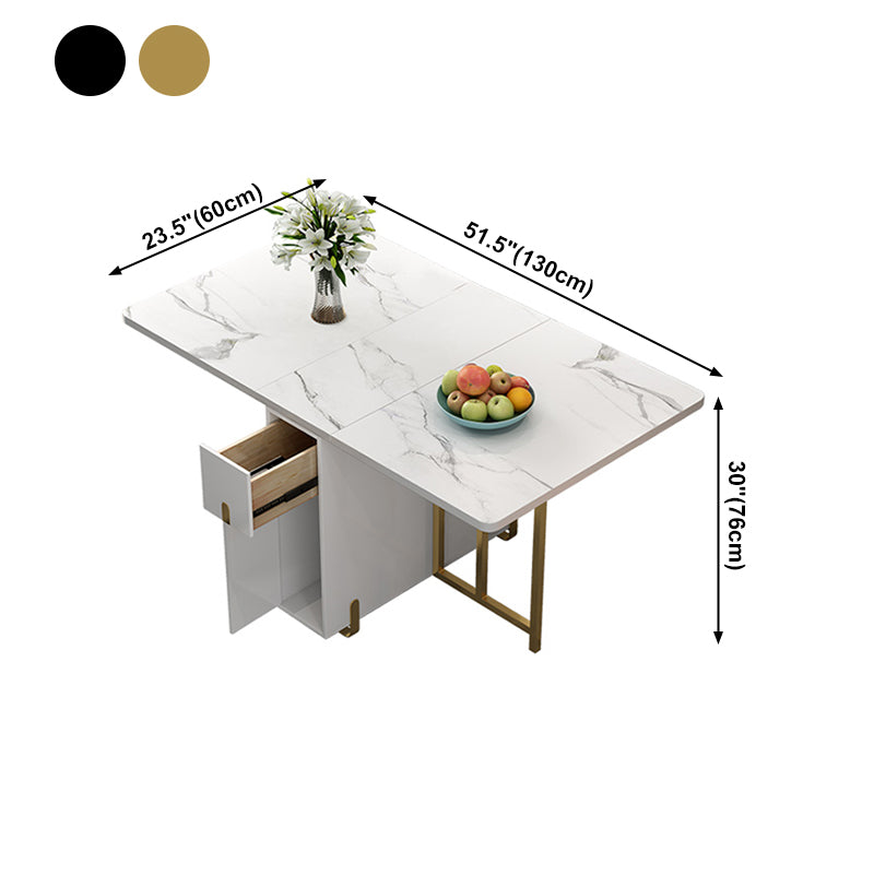 51.2''l Mesa de comedor de piedra sinterizada contemporánea Plegable mesa de comedor blanco para la cocina