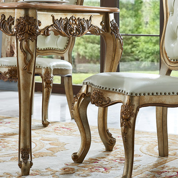 Mesa de comedor rectangular de color madera, mesa de madera maciza de caucho victoriana con 4 patas