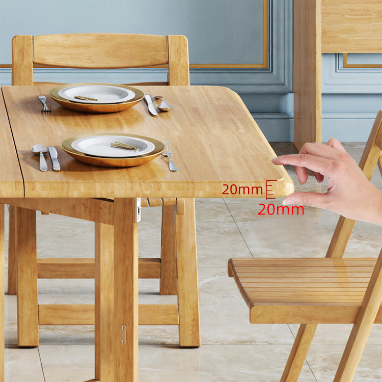 Mid-Century Modern Dining Table Rectangle Solid Wood Drop-Leaf Dining Table for Home Use