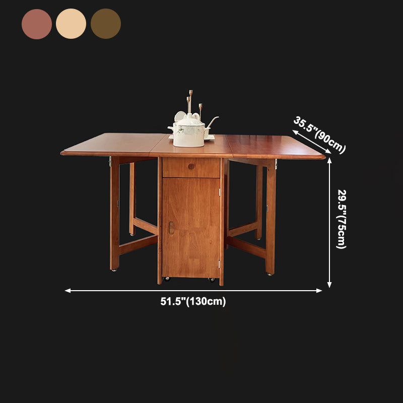 Mid-Century Modern Dining Table Rectangle Solid Wood Drop-Leaf Dining Table for Home Use