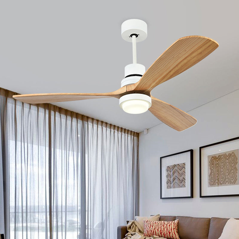 Acrylring Deckenlüfter Licht Einfachheit 52 "W LED Wohnzimmer Halbmontage Beleuchtung in Weiß mit 3 Holzklingen