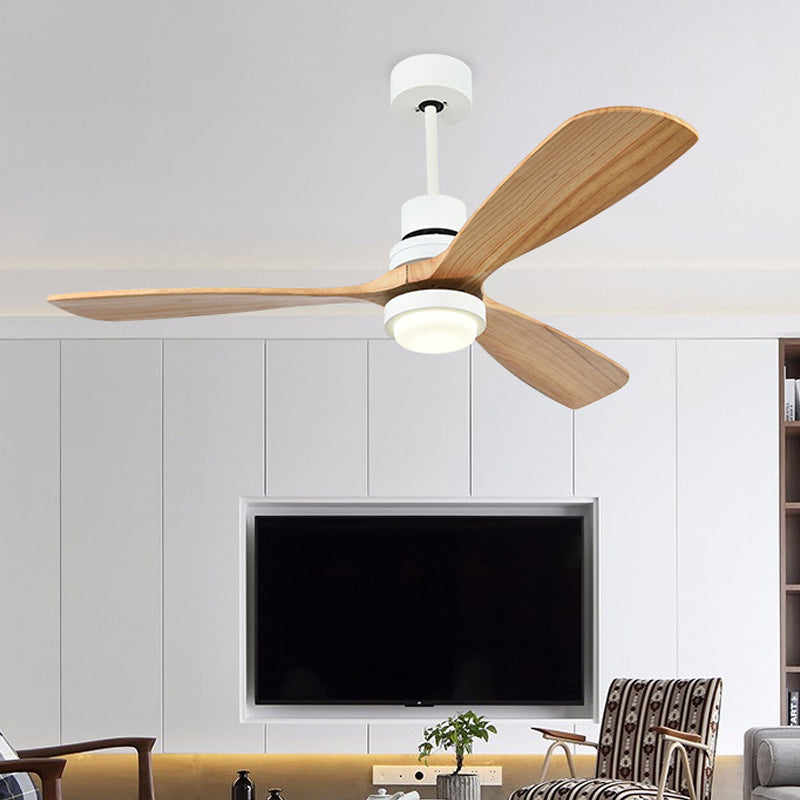 Acrylring Deckenlüfter Licht Einfachheit 52 "W LED Wohnzimmer Halbmontage Beleuchtung in Weiß mit 3 Holzklingen