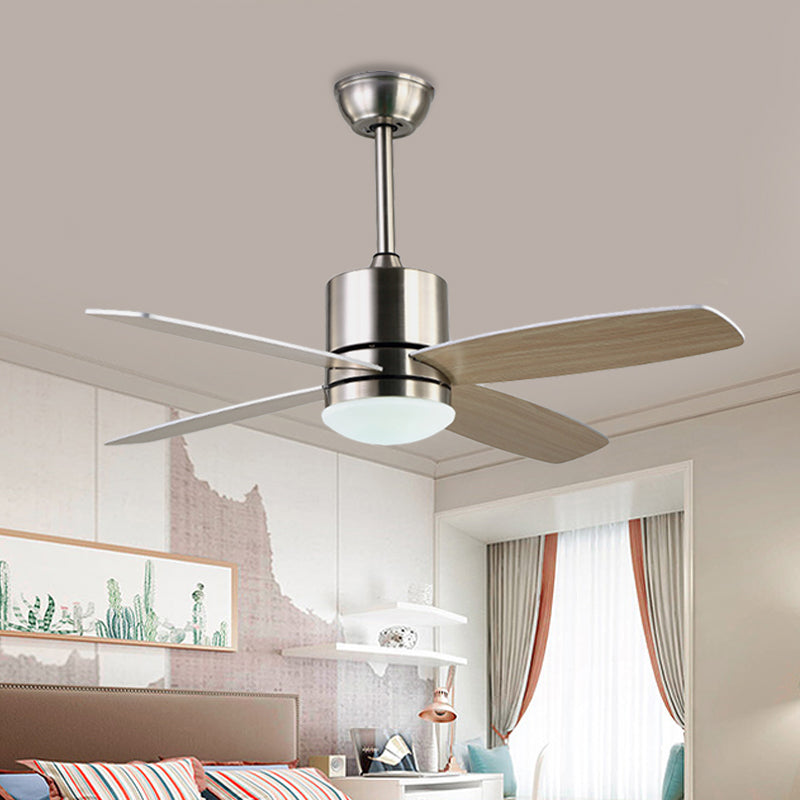 Nickle LED Hangende ventilator Licht Modernistische acrylcirkel 4 Wood Blades Semi Flush Mount Lighting voor woonkamer, 42 "W