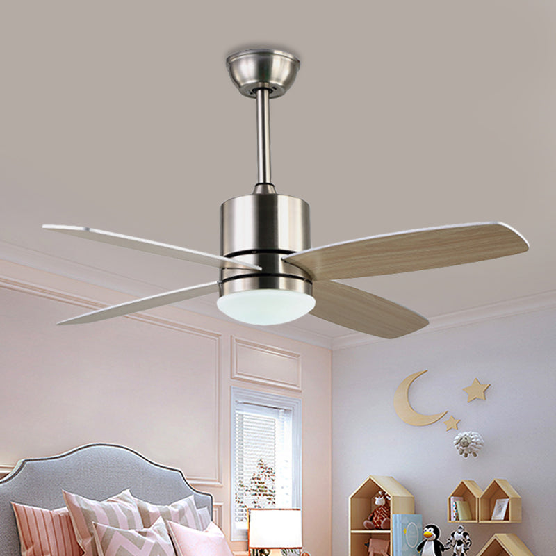 Nickle LED Hangende ventilator Licht Modernistische acrylcirkel 4 Wood Blades Semi Flush Mount Lighting voor woonkamer, 42 "W