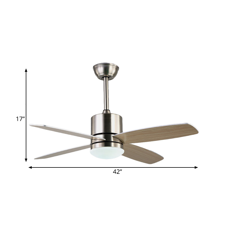 Nickle LED Hangende ventilator Licht Modernistische acrylcirkel 4 Wood Blades Semi Flush Mount Lighting voor woonkamer, 42 "W