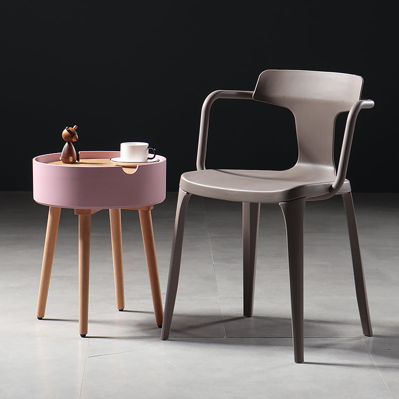 Sillas de comedor de plástico de estilo moderno, sillas laterales con brazo para cocina
