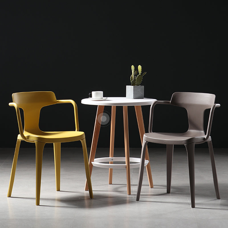 Chaises de salle à manger en plastique de style contemporain, chaises latérales à bras pour cuisine