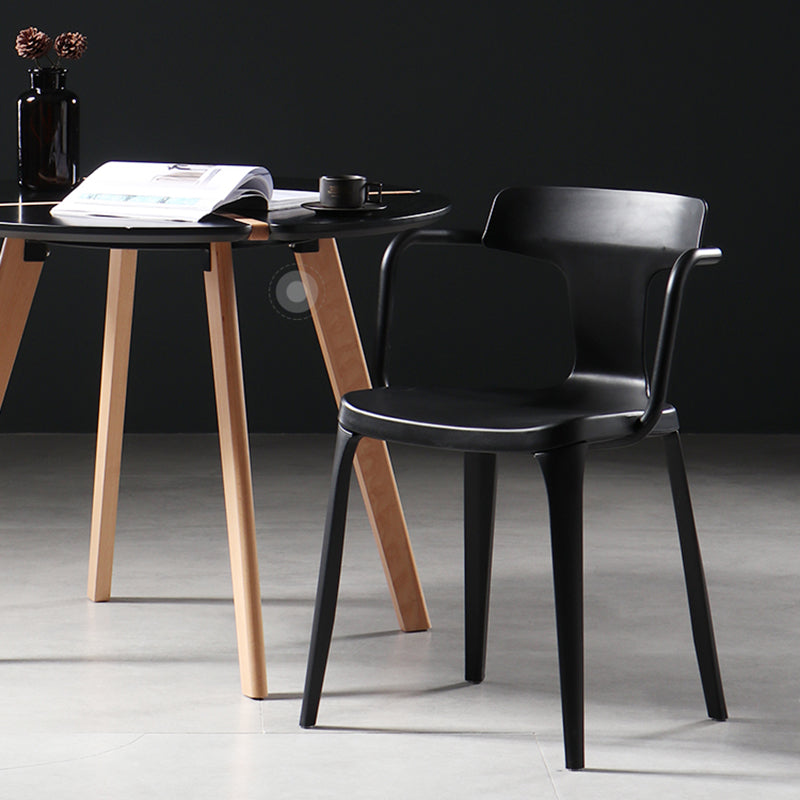 Chaises de salle à manger en plastique de style contemporain, chaises latérales à bras pour cuisine