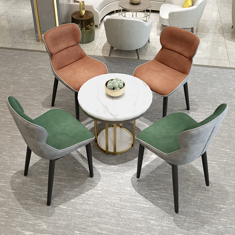 Silla tapizada con respaldo interior contemporáneo del comedor del metal del sillón