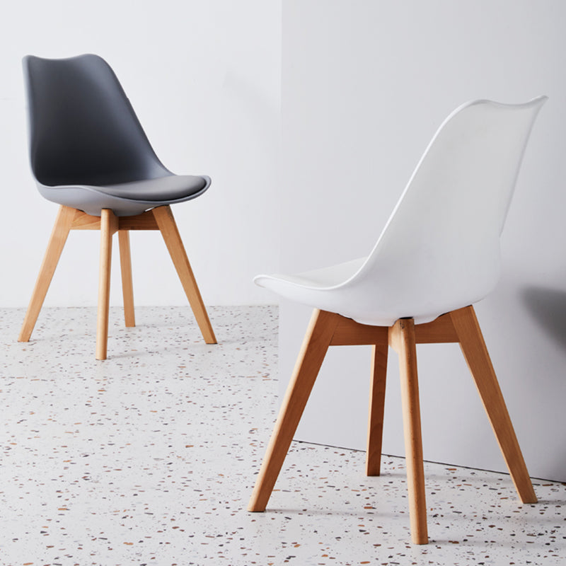 Scandinavian Indoor Side Chair Solid Back Upholstered Dining Room Chair with Wood Legs