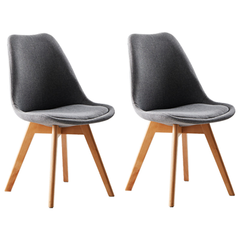 Scandinavian Indoor Side Chair Solid Back Upholstered Dining Room Chair with Wood Legs