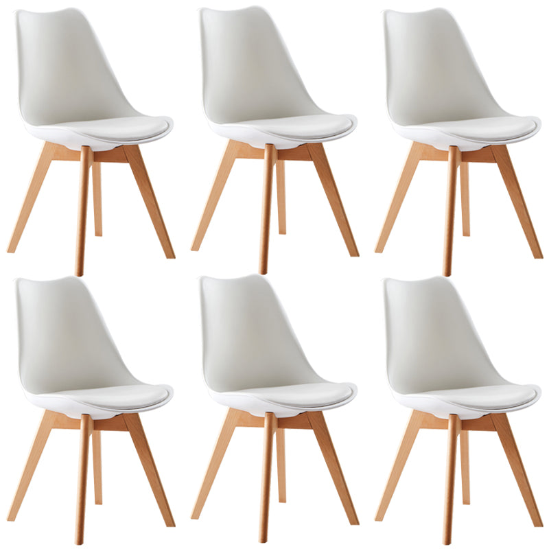 Scandinavian Indoor Side Chair Solid Back Upholstered Dining Room Chair with Wood Legs