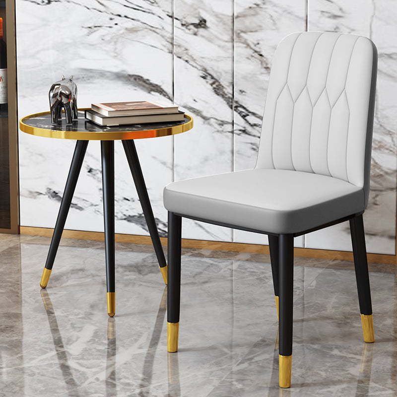 Chaise d'appoint d'intérieur scandinave, chaise de salle à manger rembourrée en métal avec dossier Parsons