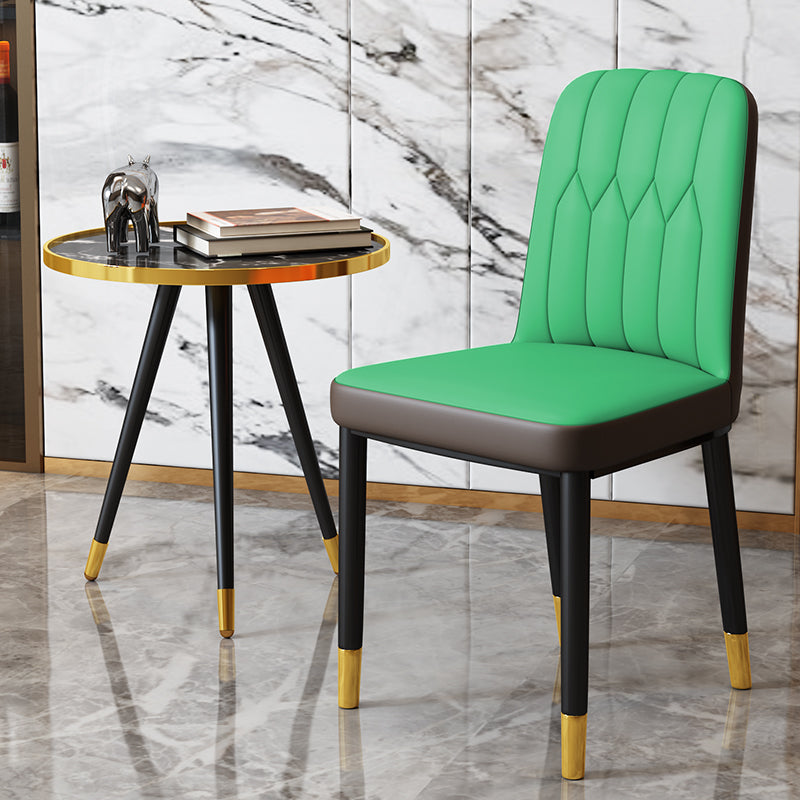 Chaise d'appoint d'intérieur scandinave, chaise de salle à manger rembourrée en métal avec dossier Parsons
