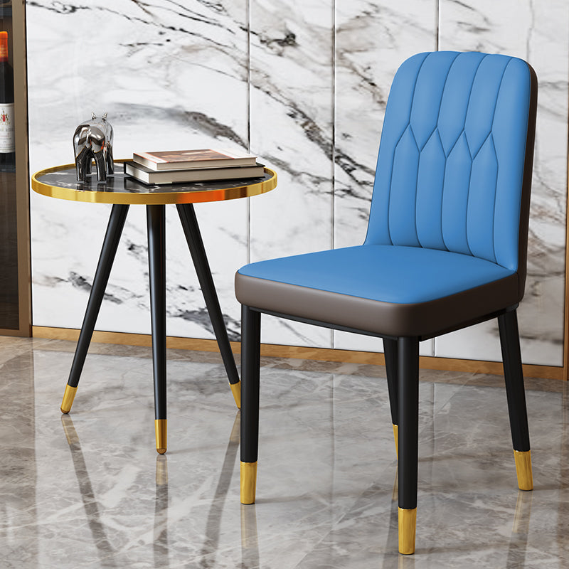 Chaise d'appoint d'intérieur scandinave, chaise de salle à manger rembourrée en métal avec dossier Parsons