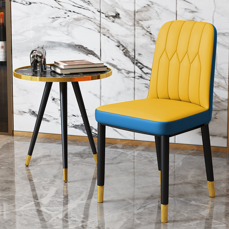 Chaise d'appoint d'intérieur scandinave, chaise de salle à manger rembourrée en métal avec dossier Parsons