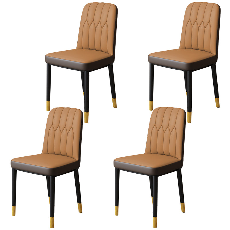 Chaise d'appoint d'intérieur scandinave, chaise de salle à manger rembourrée en métal avec dossier Parsons