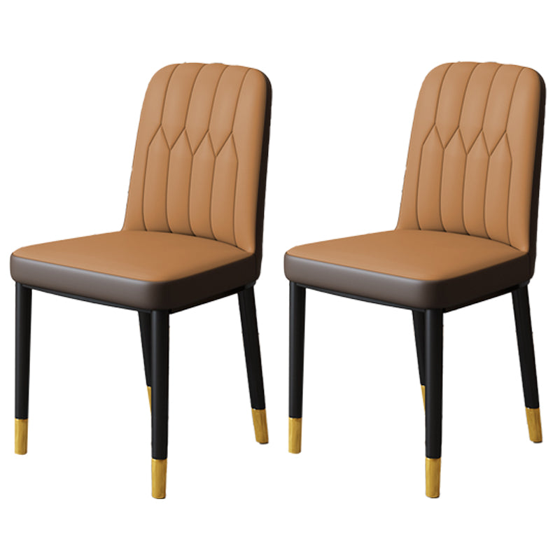 Chaise d'appoint d'intérieur scandinave, chaise de salle à manger rembourrée en métal avec dossier Parsons