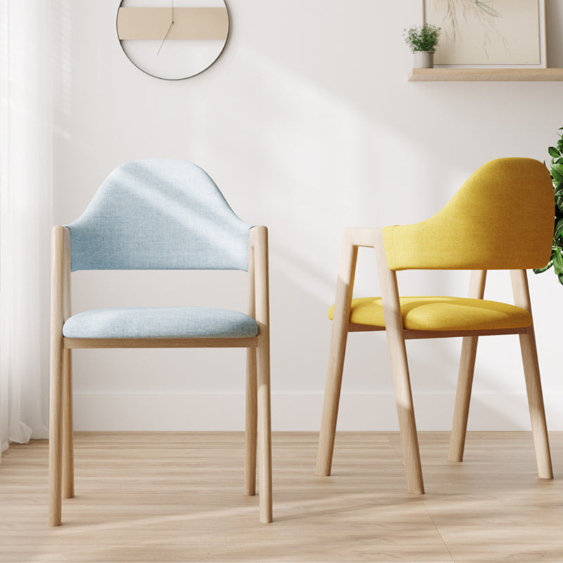 Sillas de comedor modernas Sillón tapizado con respaldo abierto con patas de metal
