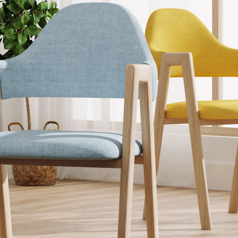 Sillas de comedor modernas Sillón tapizado con respaldo abierto con patas de metal