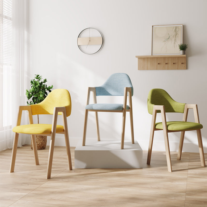 Sillas de comedor modernas Sillón tapizado con respaldo abierto con patas de metal