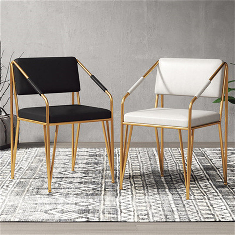 Chaises en métal de style scandinave Chaise d'appoint de cuisine à dossier ouvert (Ensemble de 2)