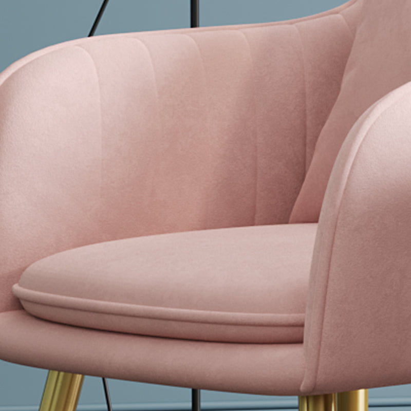 Sillón tapizado de terciopelo para comedor, sillón con respaldo sólido y patas de metal