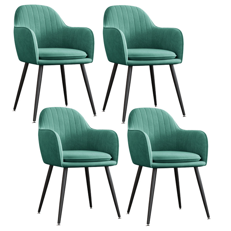 Sillón tapizado de terciopelo para comedor, sillón con respaldo sólido y patas de metal