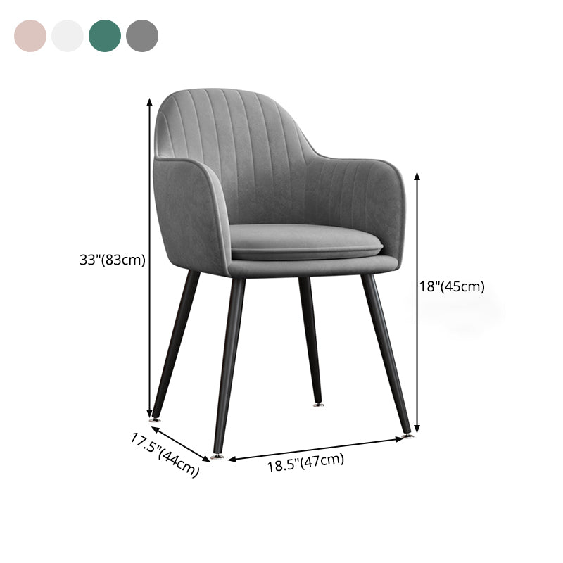Sillón tapizado de terciopelo para comedor, sillón con respaldo sólido y patas de metal