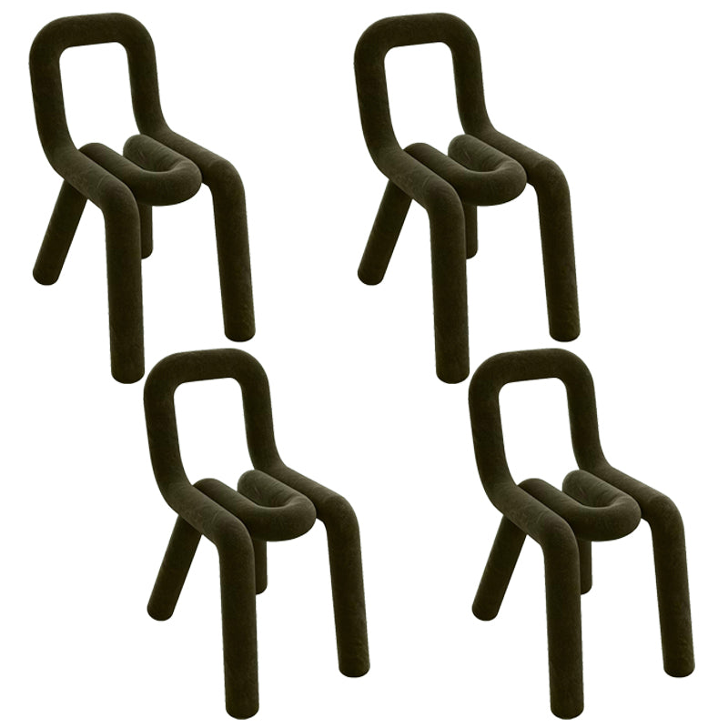 Ensemble de chaises latérales à dossier ouvert de salle à manger de chaises de velours de style contemporain