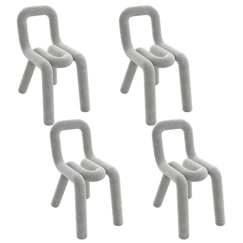 Ensemble de chaises latérales à dossier ouvert de salle à manger de chaises de velours de style contemporain