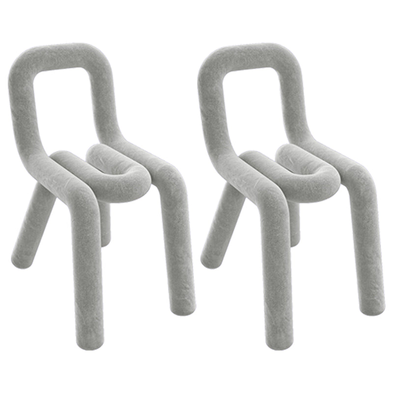 Ensemble de chaises latérales à dossier ouvert de salle à manger de chaises de velours de style contemporain