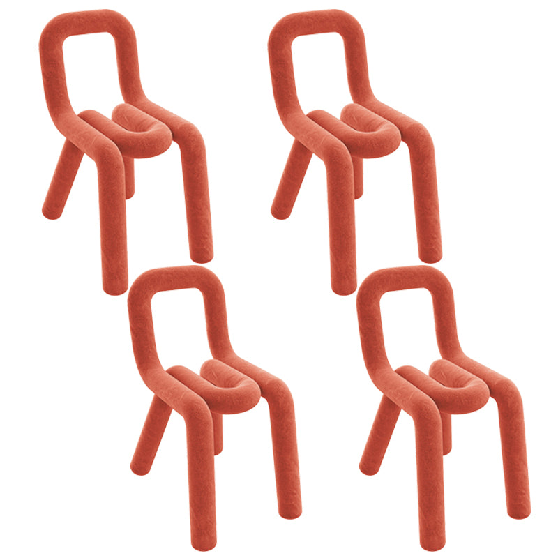 Ensemble de chaises latérales à dossier ouvert de salle à manger de chaises de velours de style contemporain