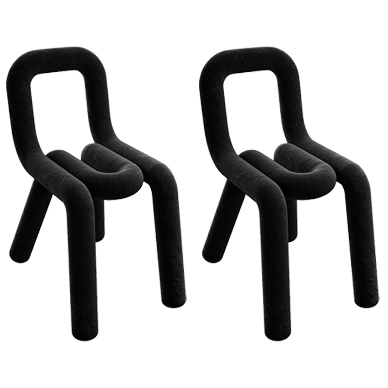 Ensemble de chaises latérales à dossier ouvert de salle à manger de chaises de velours de style contemporain