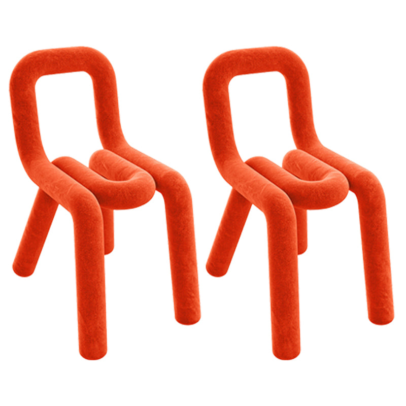Ensemble de chaises latérales à dossier ouvert de salle à manger de chaises de velours de style contemporain