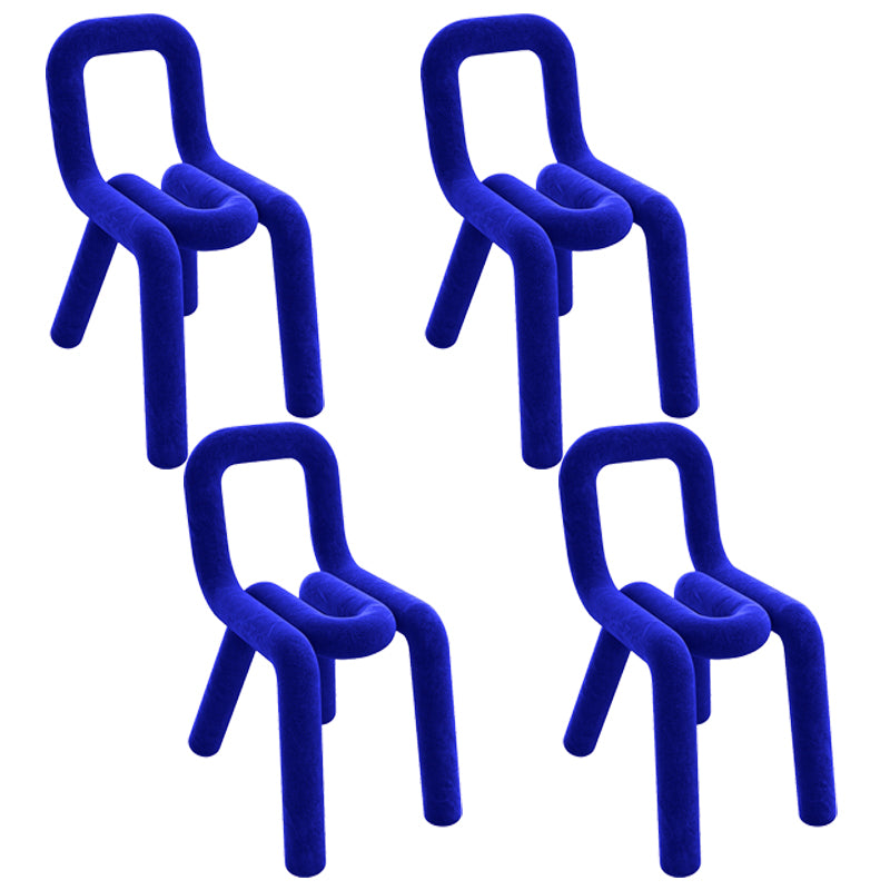 Ensemble de chaises latérales à dossier ouvert de salle à manger de chaises de velours de style contemporain