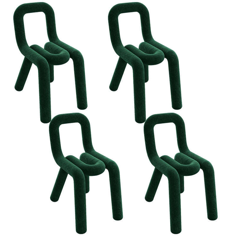 Ensemble de chaises latérales à dossier ouvert de salle à manger de chaises de velours de style contemporain