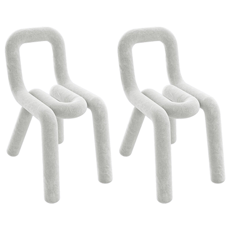 Ensemble de chaises latérales à dossier ouvert de salle à manger de chaises de velours de style contemporain