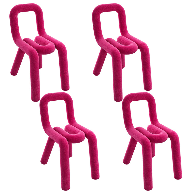 Ensemble de chaises latérales à dossier ouvert de salle à manger de chaises de velours de style contemporain