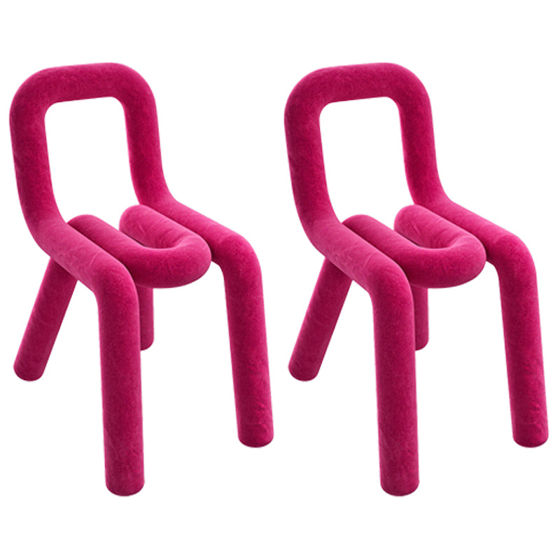 Ensemble de chaises latérales à dossier ouvert de salle à manger de chaises de velours de style contemporain