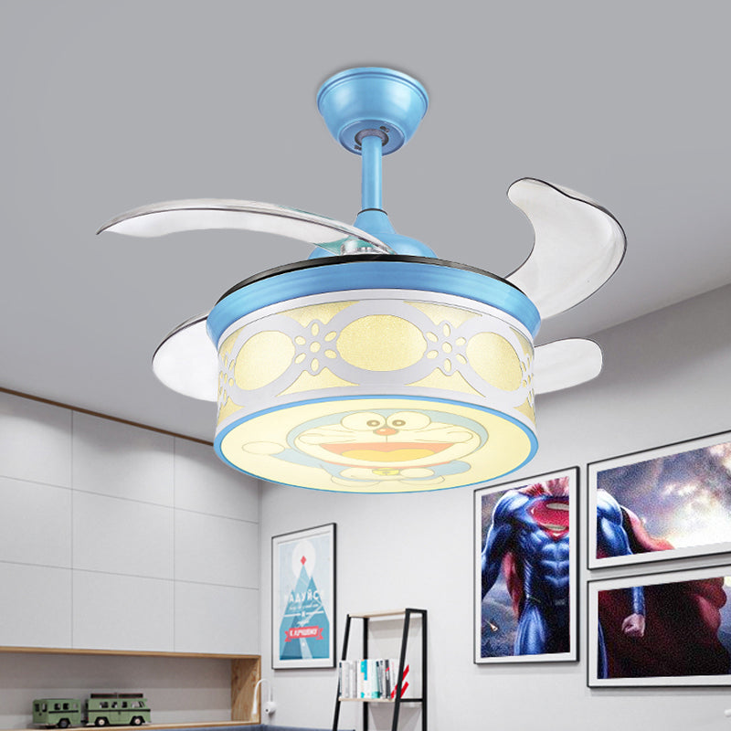 36 "W Blue Drum Pendant plafond ventilateur léger