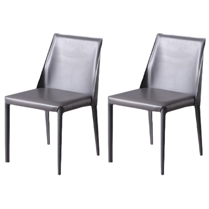 Designer Style Saddle Leather Home Side Chair Parsons Matte Finish Dining Chair(Set of 2)