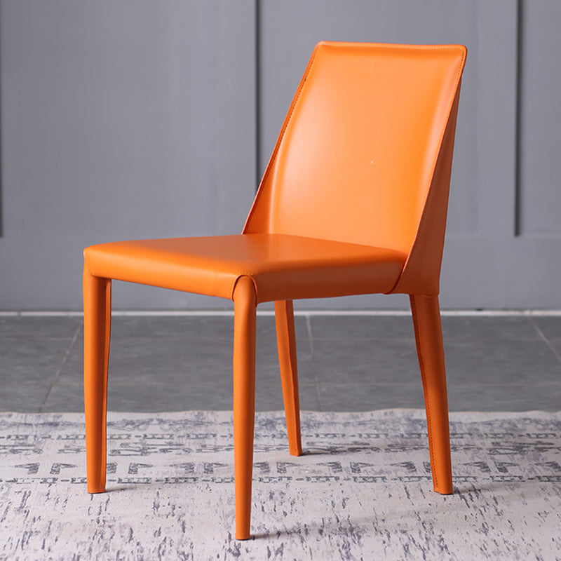 Designer Style Saddle Leather Home Side Chair Parsons Matte Finish Dining Chair(Set of 2)