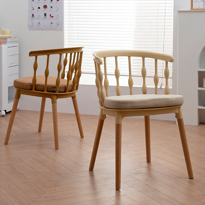 Chaise d'appoint scandinave à dossier Windsor en hêtre, couleurs acidulées, chaise de salle à manger en bois (Ensemble de 4)