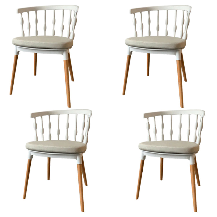 Chaise d'appoint scandinave à dossier Windsor en hêtre, couleurs acidulées, chaise de salle à manger en bois (Ensemble de 4)