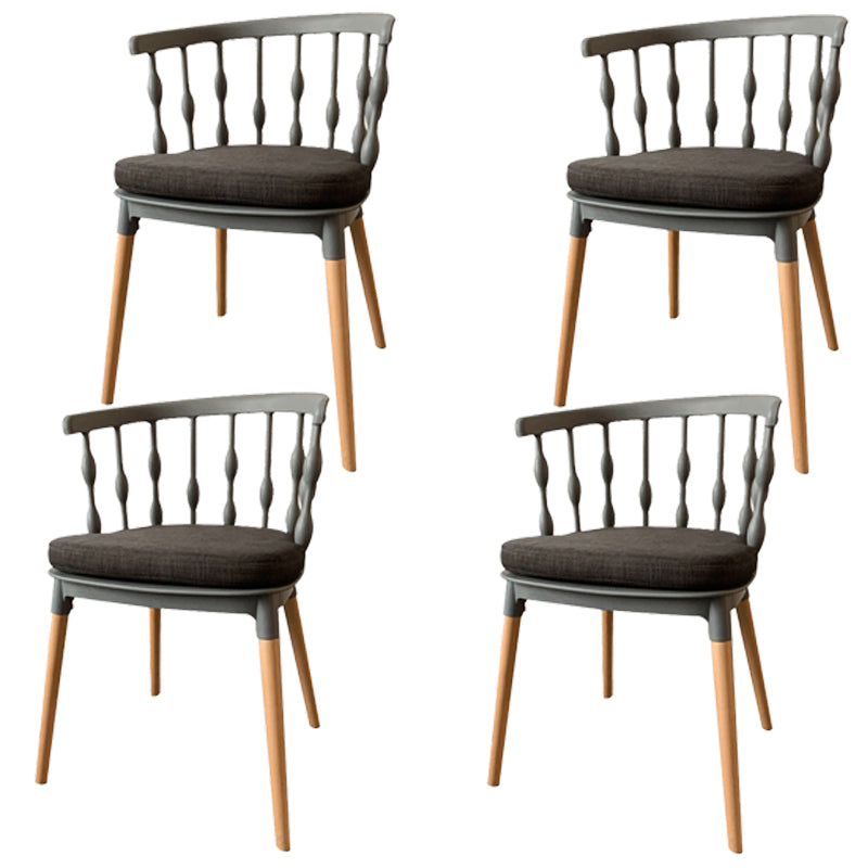 Chaise d'appoint scandinave à dossier Windsor en hêtre, couleurs acidulées, chaise de salle à manger en bois (Ensemble de 4)