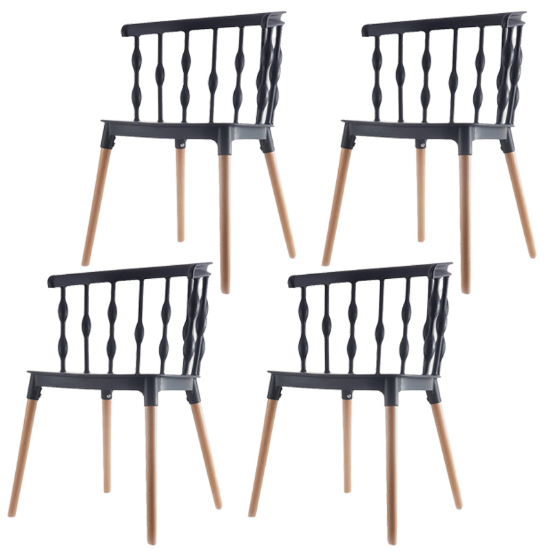 Chaise d'appoint scandinave à dossier Windsor en hêtre, couleurs acidulées, chaise de salle à manger en bois (Ensemble de 4)